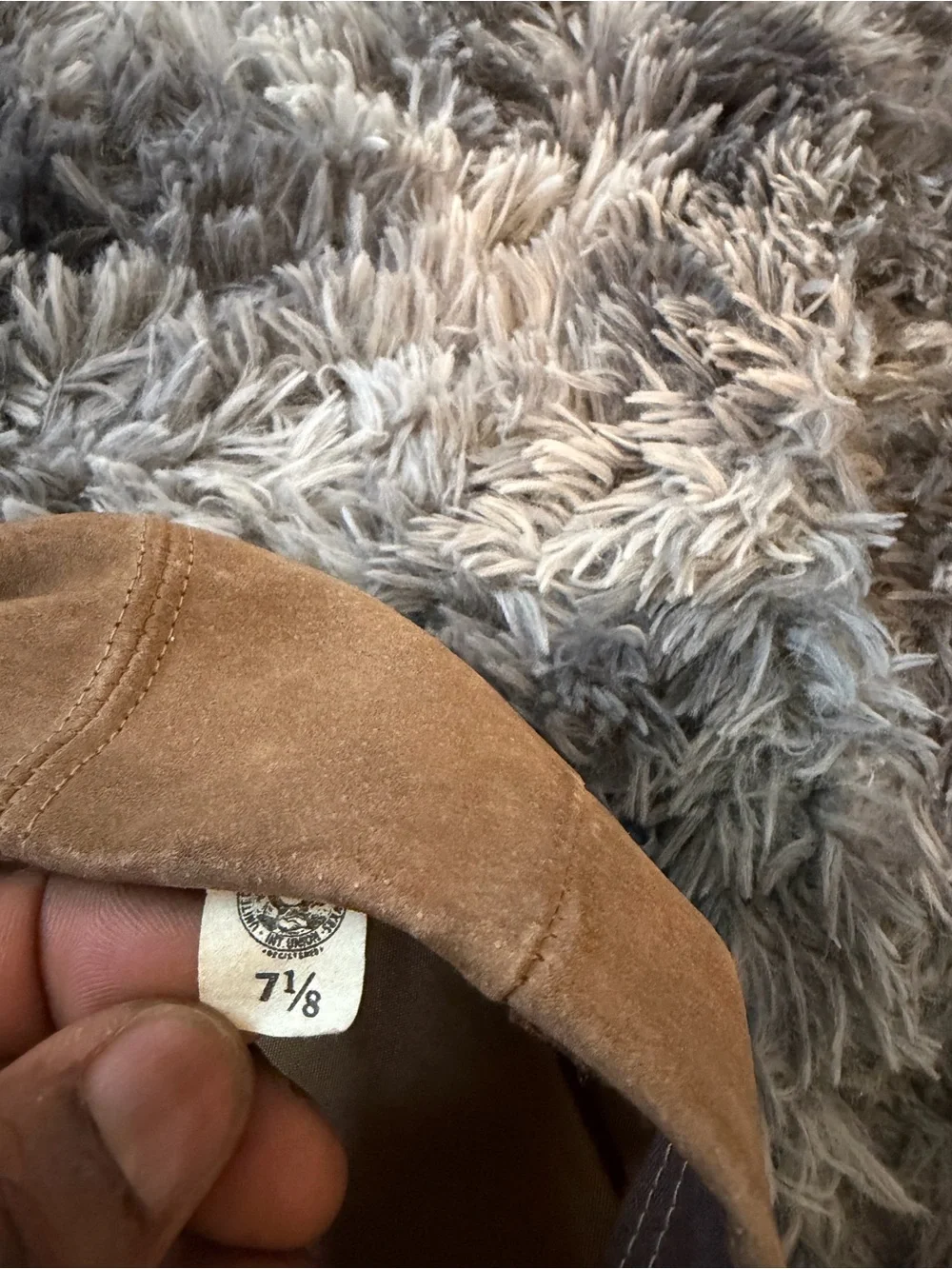 Vintage Country Gentleman Suede Leather Flat Cap Newsboy Driver Hat Tan Sz 7 1/8